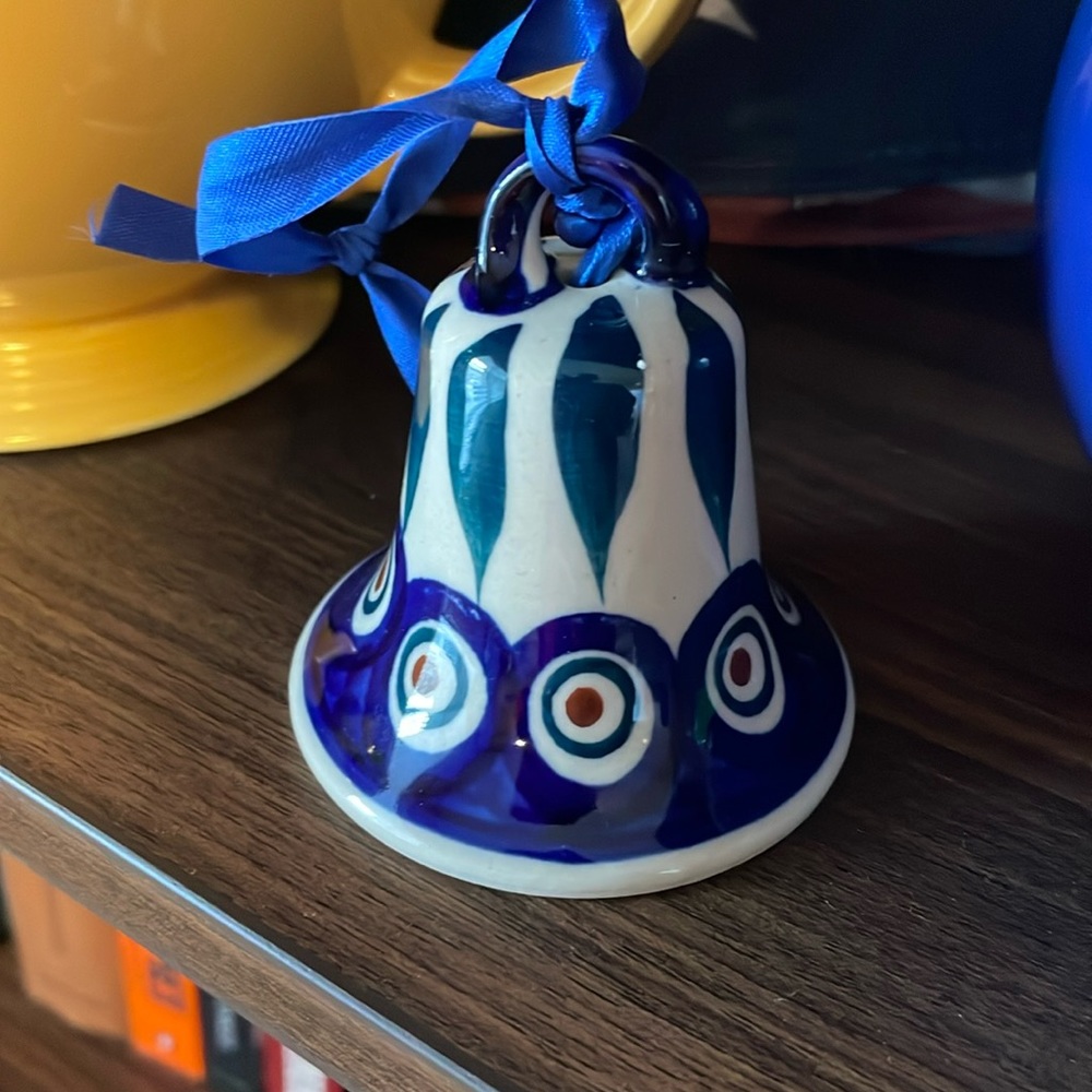 Polish pottery bell ornament